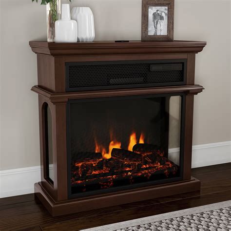 electric freestanding fireplace with mantel